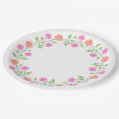 Peach & Pink Watercolor Daisiath Wreath Pappteller (Schrägansicht)