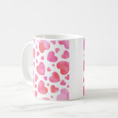 Peach Pink Watercolor Hearts Kaffeetasse (Vorderseite Links)