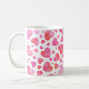 Peach Pink Watercolor Hearts Kaffeetasse
