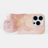 Peach Pink Watercolor Tinte individuell einstellba iPhone Hülle (Rückseite (Horizontal))