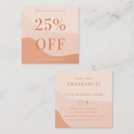 Peach Pink Waves Fett Typografie Kleine Unternehme Rabattkarte (Vorne/Hinten)