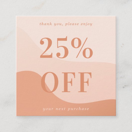 Peach Pink Waves Fett Typografie Kleine Unternehme Rabattkarte (Vorderseite)