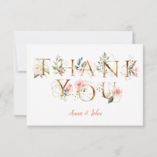 Peach Pink White Floral Alphabet Hochzeit Vielen D Dankeskarte