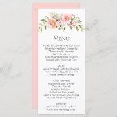 Peach Pink White Floral Bouquet Menü Rack Cards Menükarte (Vorne/Hinten)