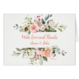 Peach Pink White Floral Frame Hochzeit Vielen Dank