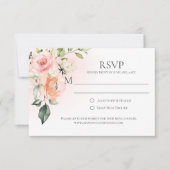 Peach Pink White Roses Green RSVP Cards (Vorderseite)