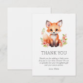 Peach Pink Woodland Fox Baby Shower Dankeskarte (Vorne/Hinten)