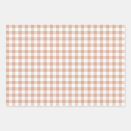 Peach Plaid Gingham Retro Color Geschenkpapier Set
