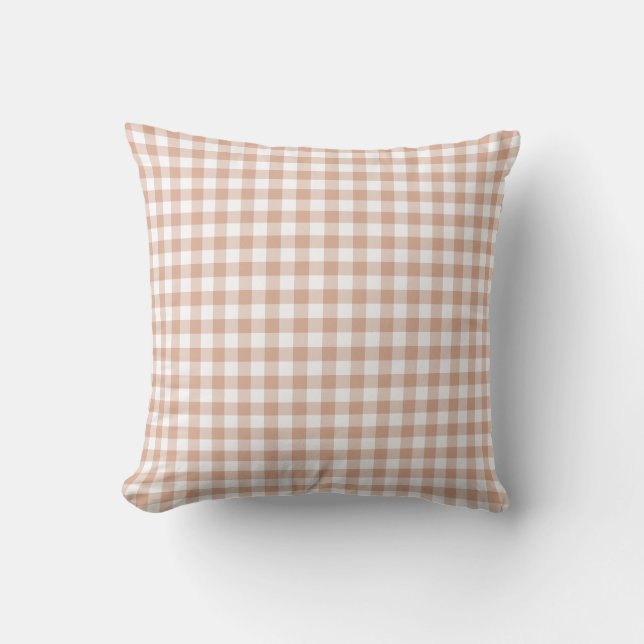 Peach Plaid Gingham Retro Color Kissen (Vorderseite)