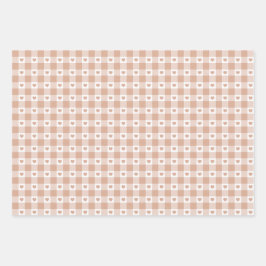Peach Plaid Heart Gingham Retro Color Geschenkpapier Set
