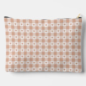 Peach Plaid Heart Gingham Retro Color Zubehörtasche (Rückseite)