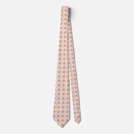 Peach Plaid Shamrock Clover Retro Neck Tie Krawatte (Vorderseite)