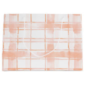 Peach Plaid Stripes Birthday Große Geschenktüte (Vorderseite)