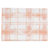 Peach Plaid Stripes Birthday Große Geschenktüte (Rückseite)