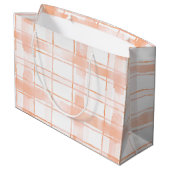 Peach Plaid Stripes Birthday Große Geschenktüte (Rückseite Schrägansicht)