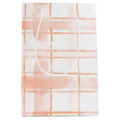 Peach Plaid Stripes Birthday Mittlere Geschenktüte (Vorderseite)