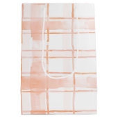 Peach Plaid Stripes Birthday Mittlere Geschenktüte (Rückseite)