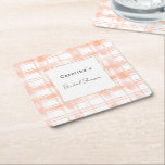 Peach Plaid Stripes Bridal Shower Rechteckiger Pappuntersetzer<br><div class="desc">Peach Plaid Stripes Bridal Shower</div>