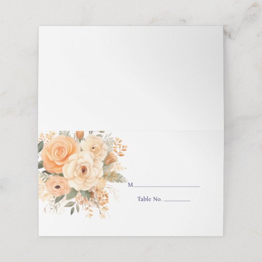 Peach Platzkarte Guest Table No. Response Card (Außenseite Aufgefaltet)