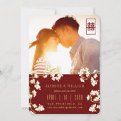 Peach/Plum Blossom Blumen Double Xi Foto Chinesisc Save The Date (Vorderseite)