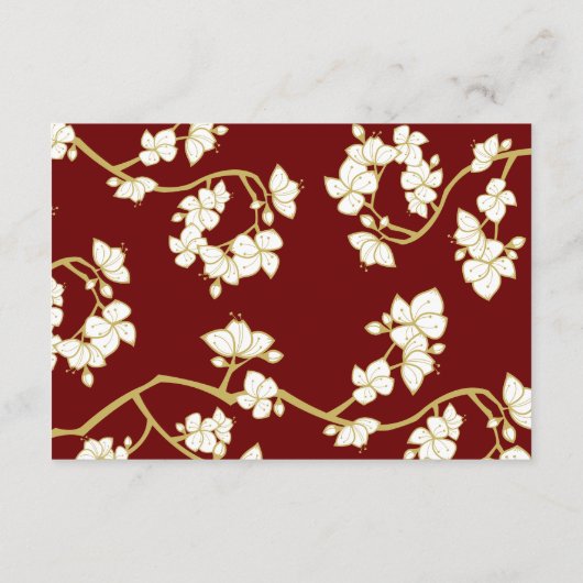 Peach/Plum Blossoms And Double Happiness Wedding Begleitkarte (Rückseite)