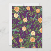 Peach & Plum Lila Peony & Rose Blumenhochzeit Einladung (Rückseite)