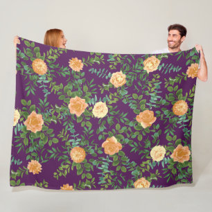 Peach & Plum Lila Peony & Rose Blumenhochzeit Fleecedecke