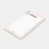 Peach Polka Dot Blue Diamond WICHTIG Post-it Klebezettel (angewinkelt)