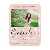 Peach Polka Dot Custom Foto Graduate Abschluss Magnet (Vertikal)