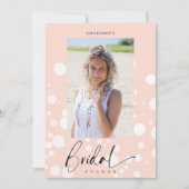 Peach Polka Dot Custom Photo Bridal Shower Einladung (Vorderseite)