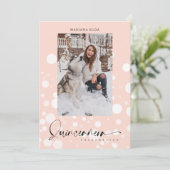 Peach Polka Dot Custom Photo Quinceañera Einladung (Stehend Vorderseite)