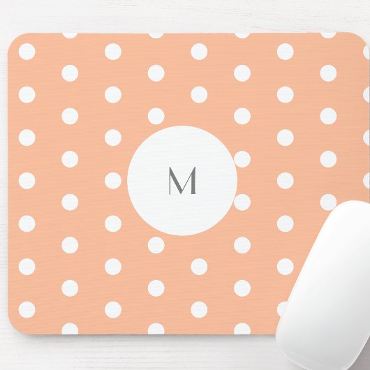 Peach & Polka Dot Monogramm Mousepad
