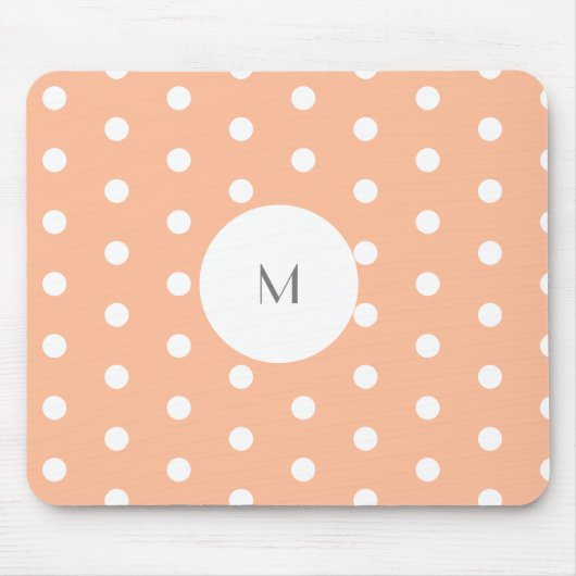 Peach & Polka Dot Monogramm Mousepad (Vorne)