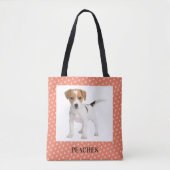 Peach Polka Dot Pattern Dog Foto Tasche (Vorderseite)