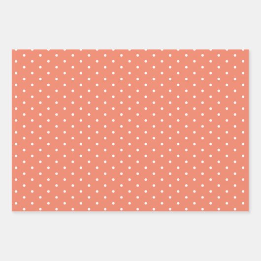 Peach Polka Dot Wide Striping und Solid Wra Geschenkpapier Set (Vorderseite 2)