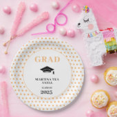 Peach Polka Dots Abschluss Pappteller (Party)