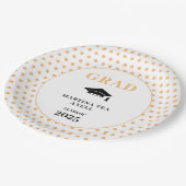 Peach Polka Dots Abschluss Pappteller (Schrägansicht)