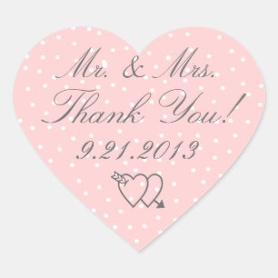 Peach Polka Dots-Mr. & Mrs. Herz-Aufkleber