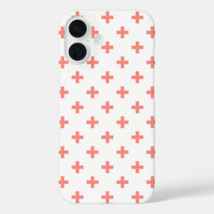 Peach polka Kreuze auf weiß iPhone 16 Hülle