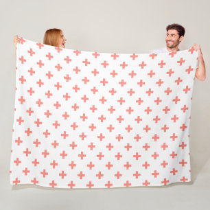 Peach polka Kreuze auf weiß Fleecedecke