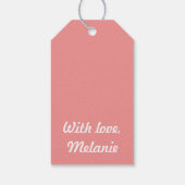 Peach polka Kreuze auf weiß Geschenkanhänger (Rückseite)