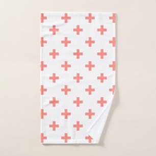 Peach polka Kreuze auf weiß Handtuch