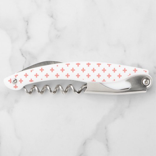 Peach polka Kreuze auf weiß Kellnermesser (Rückseite)