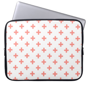 Peach polka Kreuze auf weiß Laptopschutzhülle
