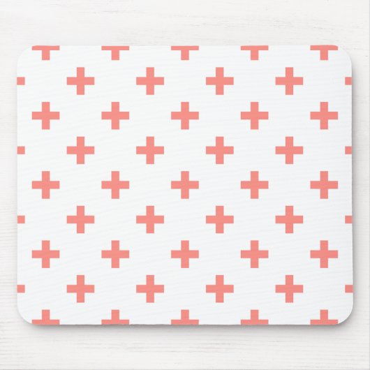 Peach polka Kreuze auf weiß Mousepad (Vorne)