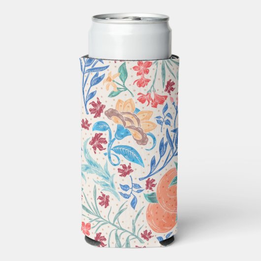 Peach Polka Pattern Monogram Selters Dosenkühler (Seltzer Rückseite)