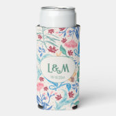 Peach Polka Pattern Monogram Selters Dosenkühler (Seltzer Vorderseite)