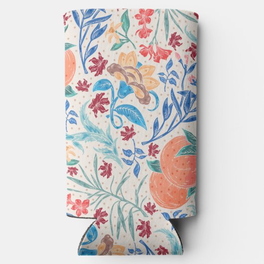 Peach Polka Pattern Monogram Selters Dosenkühler (Rückseite)