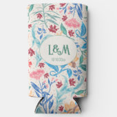 Peach Polka Pattern Monogram Selters Dosenkühler (Vorderseite)