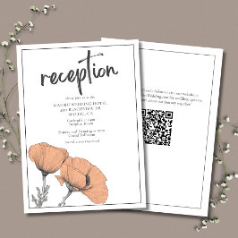 Peach Poppies Floral Eleganter Hochzeitsslipp Empf Begleitkarte